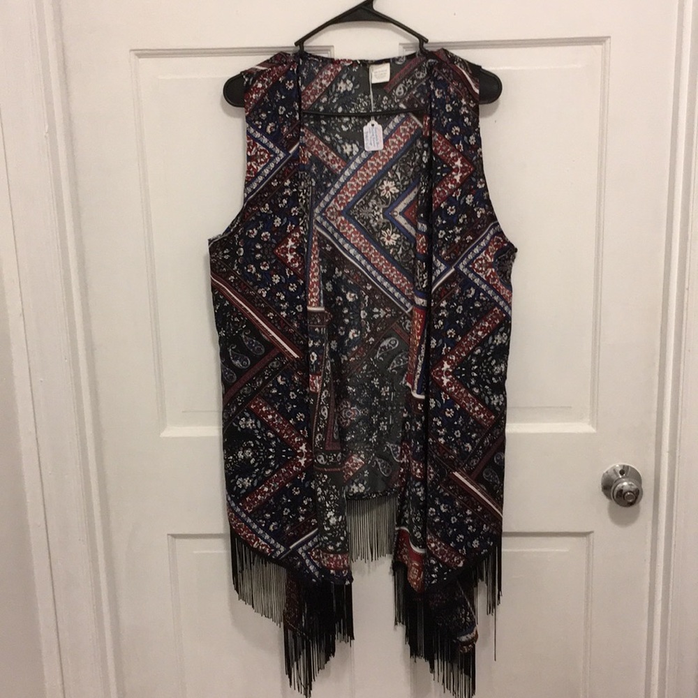 Fringe floral vest